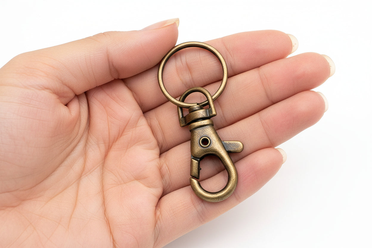 Porte-clés mousqueton doré 40 mm – Anneau porte-clés en métal résistant n° 27