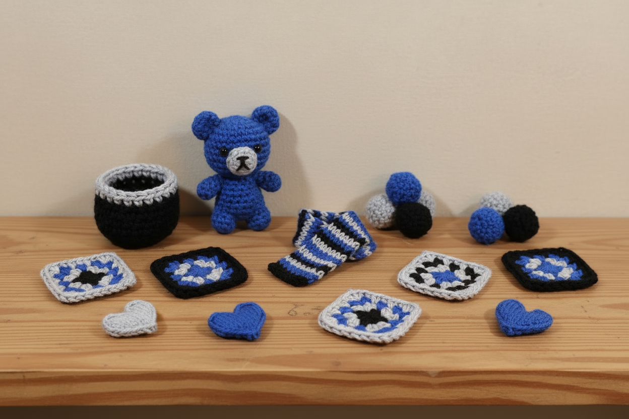 Pack 3 x Barbante M 125g / 100m - Grey Brown Blue