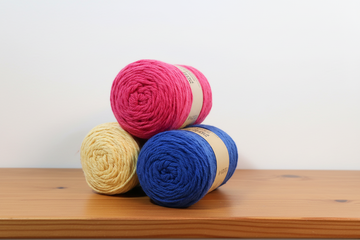 Pack 3 x Barbante M 125g / 100m - Yellow Blue Fuchsia Pink