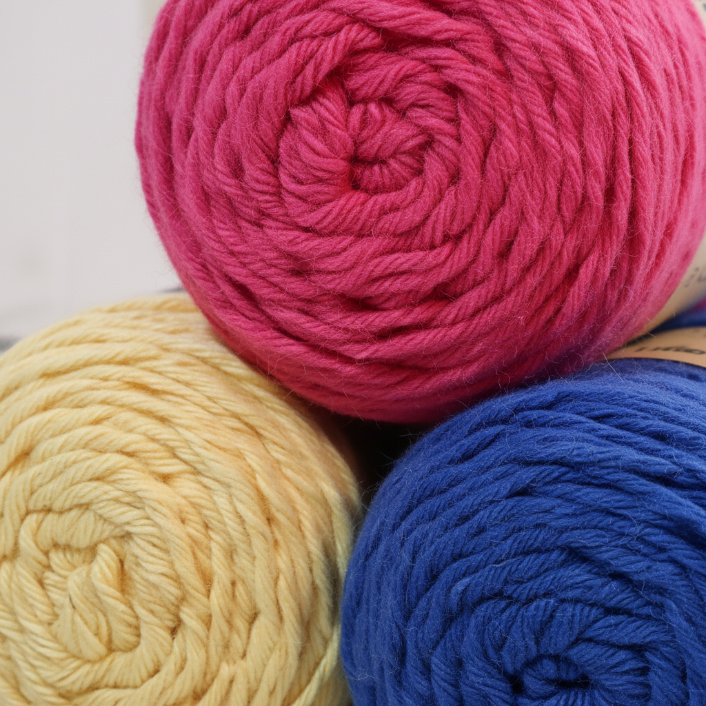 Pack 3 x Barbante M 125g / 100m - Yellow Blue Fuchsia Pink
