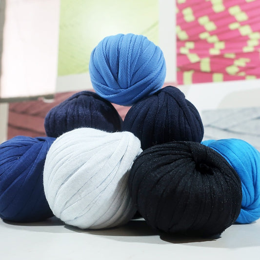 Blue Shades Mini T-Shirt Yarn Pack – 9 Balls for Crochet and Handcraft Projects #31