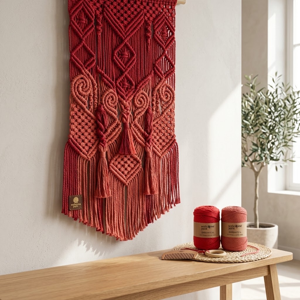 Set Fio Barbante XXL Macramé 4mm (300g / 120m) – Vermelho e Rosa Coral