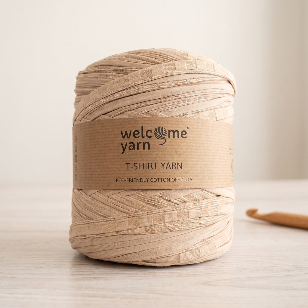 Trapilho Reciclado WelcomeYarn 120m – Bege Areia | Fio de Malha Made in Portugal