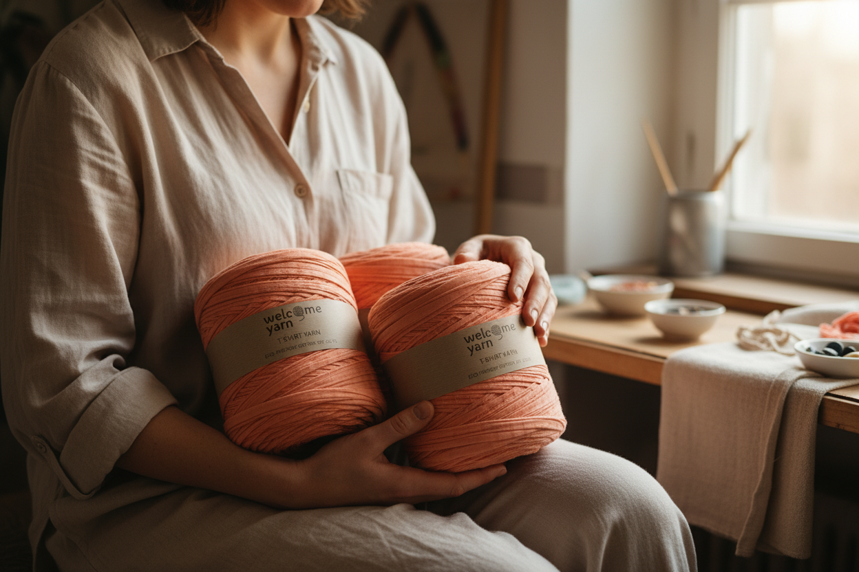 T-shirt Yarn Stretchy Coral Orange