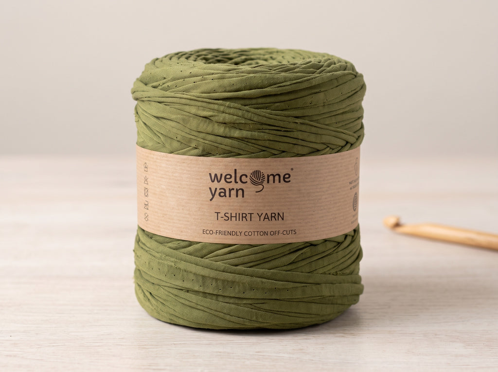 Trapilho Reciclado WelcomeYarn 120m – Verde Oliveira  Fio de Malha Made in Portugal