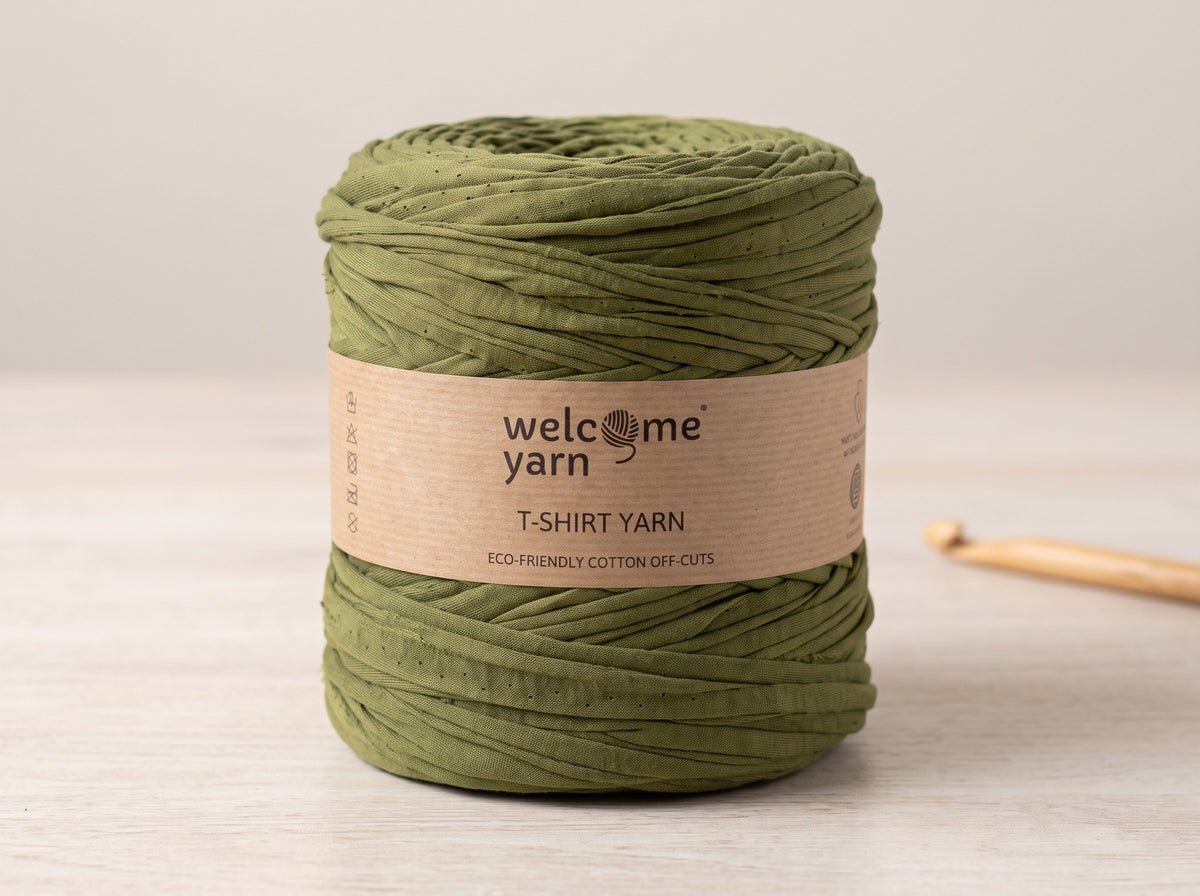 Trapilho Reciclado WelcomeYarn 120m – Verde Oliveira  Fio de Malha Made in Portugal
