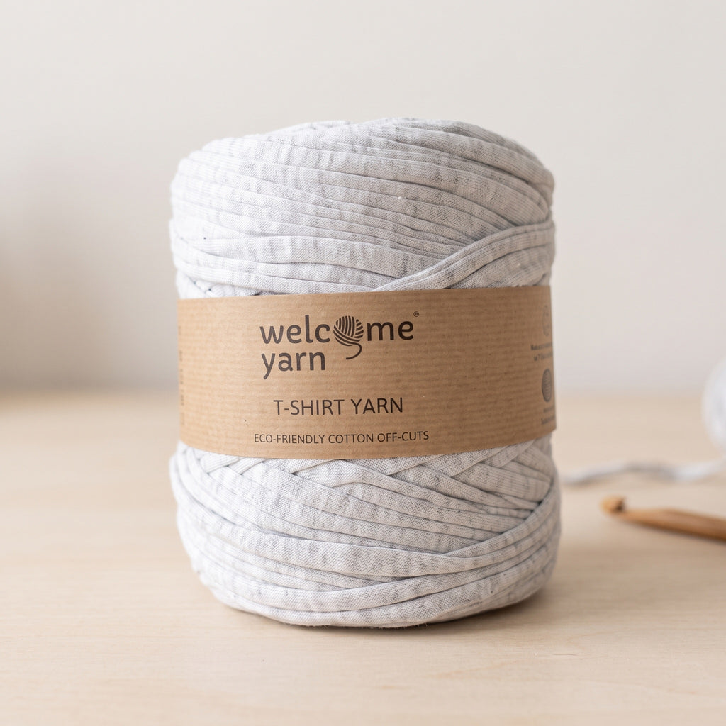 Trapilho Reciclado WelcomeYarn 120m – Cinza Bruma Mesclado | Fio de Malha Made in Portugal