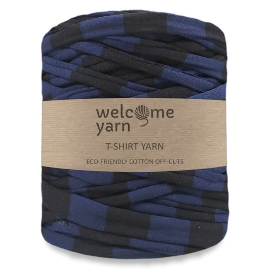 T-shirt Yarn Black and Blue Stripes