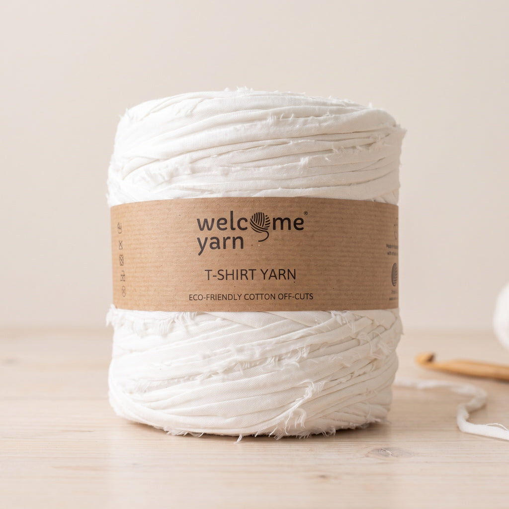 Trapilho Reciclado WelcomeYarn 120m – Branco Marfim | Fio de Malha Made in Portugal