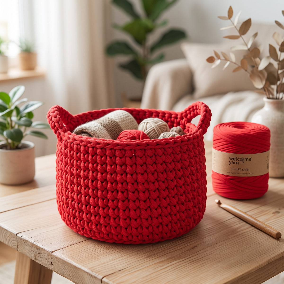 Trapilho Ecológico Welcome Yarn Vermelho – Fio de Malha Residual (120m)