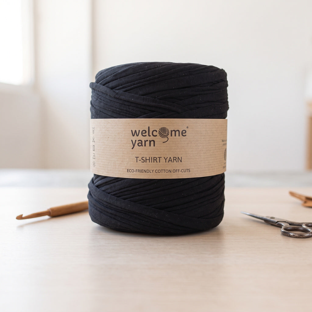 Fio de Malha / Trapilho Reciclado Preto Welcome Yarn (120m) – Made in Portugal