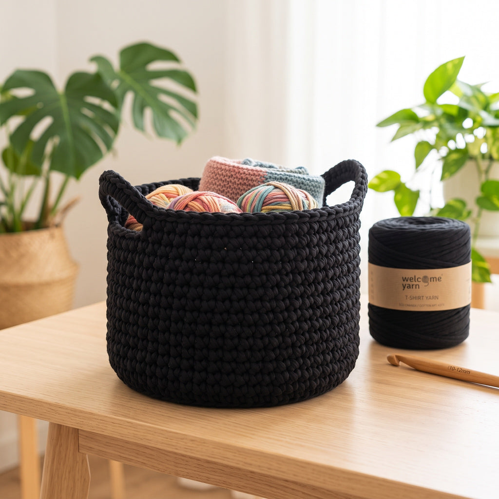 Fio de Malha / Trapilho Reciclado Preto Welcome Yarn (120m) – Made in Portugal