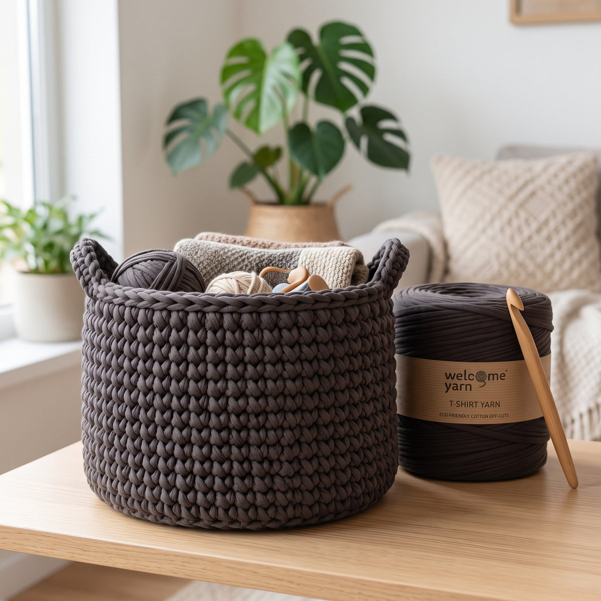 Fio de Malha Eco Cinzento Escuro Welcome Yarn (120m) – Trapilho Reciclado Made in Portugal