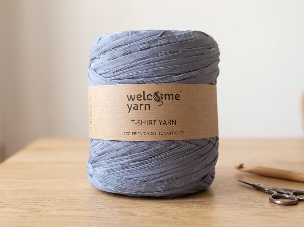 Fio de Malha Trapilho WelcomeYarn 120m – Azul Denim Texturizado (Alta Elasticidade)