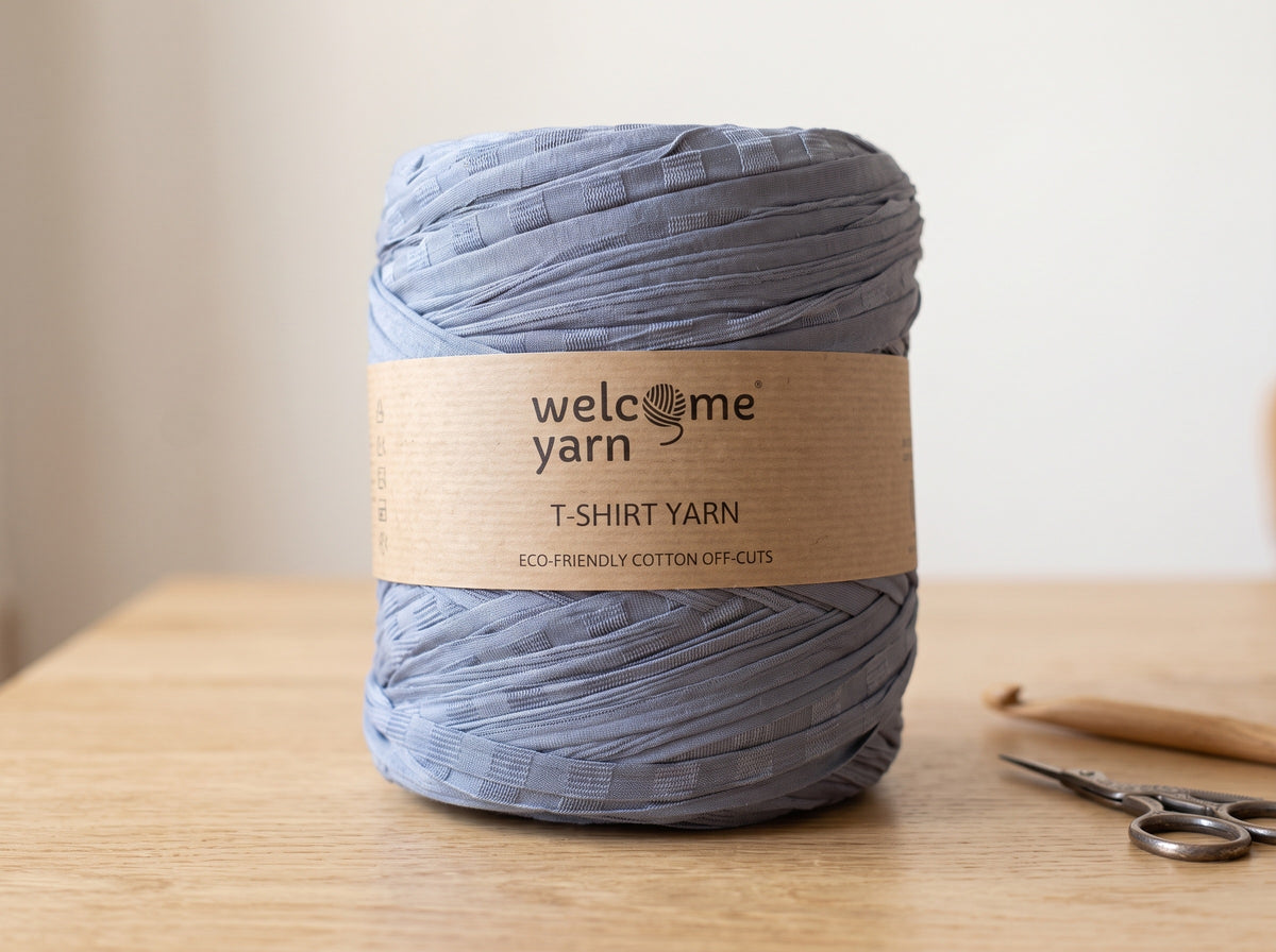Fio de Malha Trapilho WelcomeYarn 120m – Azul Denim Texturizado (Alta Elasticidade)