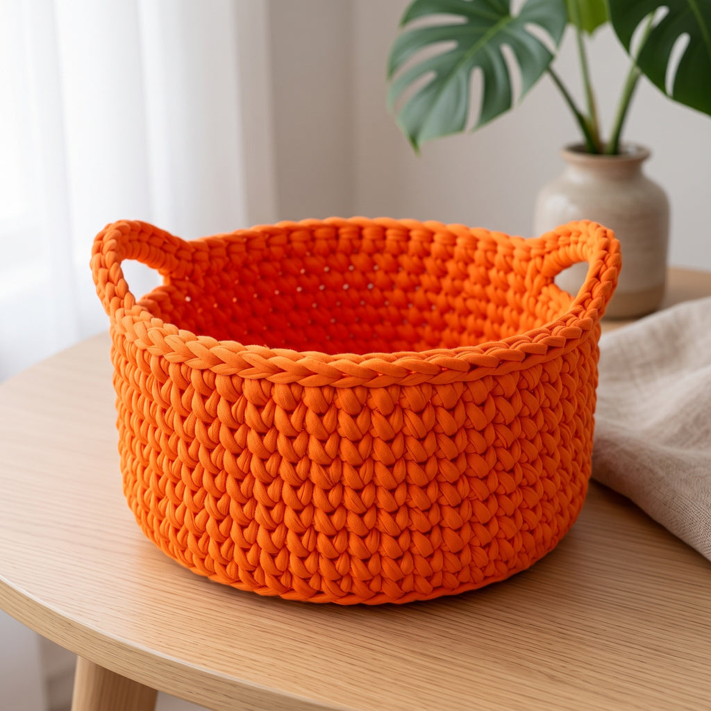 Trapilho Reciclado WelcomeYarn 120m – Laranja Neon Vibrante | Fio de Malha Made in Portugal