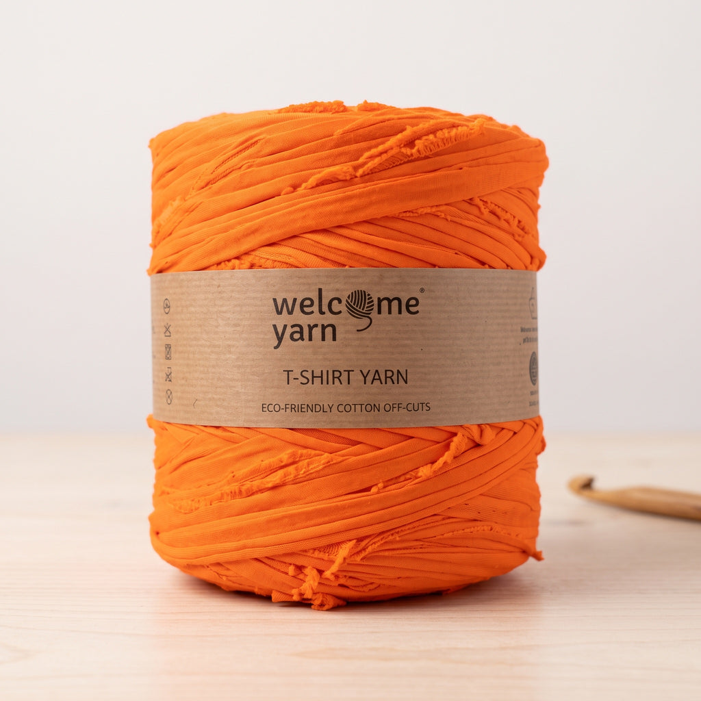 Trapilho Reciclado WelcomeYarn 120m – Laranja Neon Vibrante | Fio de Malha Made in Portugal
