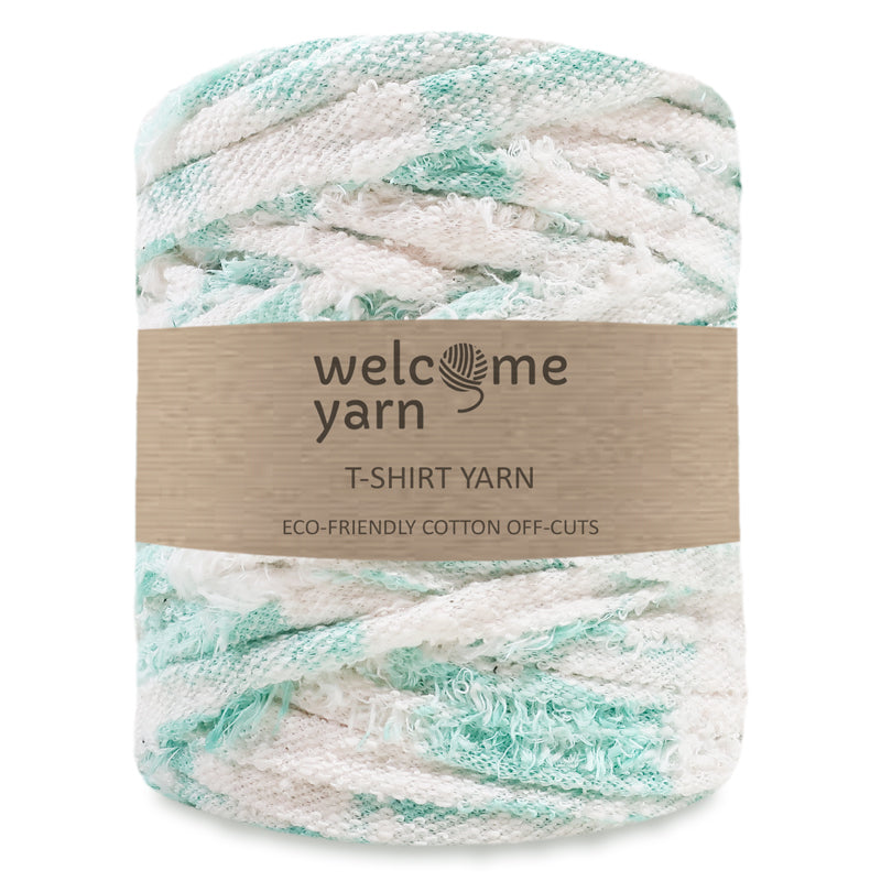 T-shirt Yarn Scruffy White Green