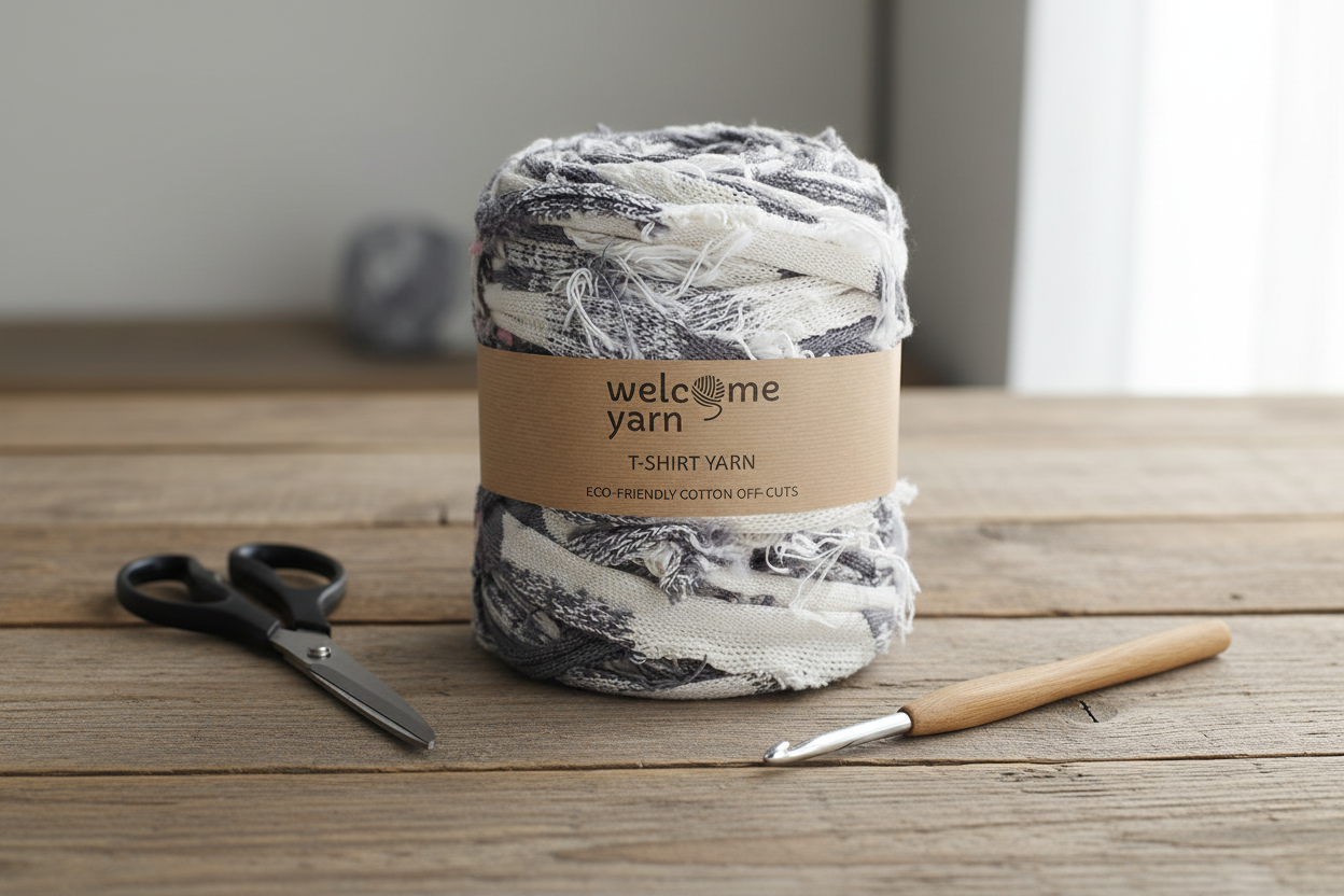 T-shirt Yarn Scruffy Grey White