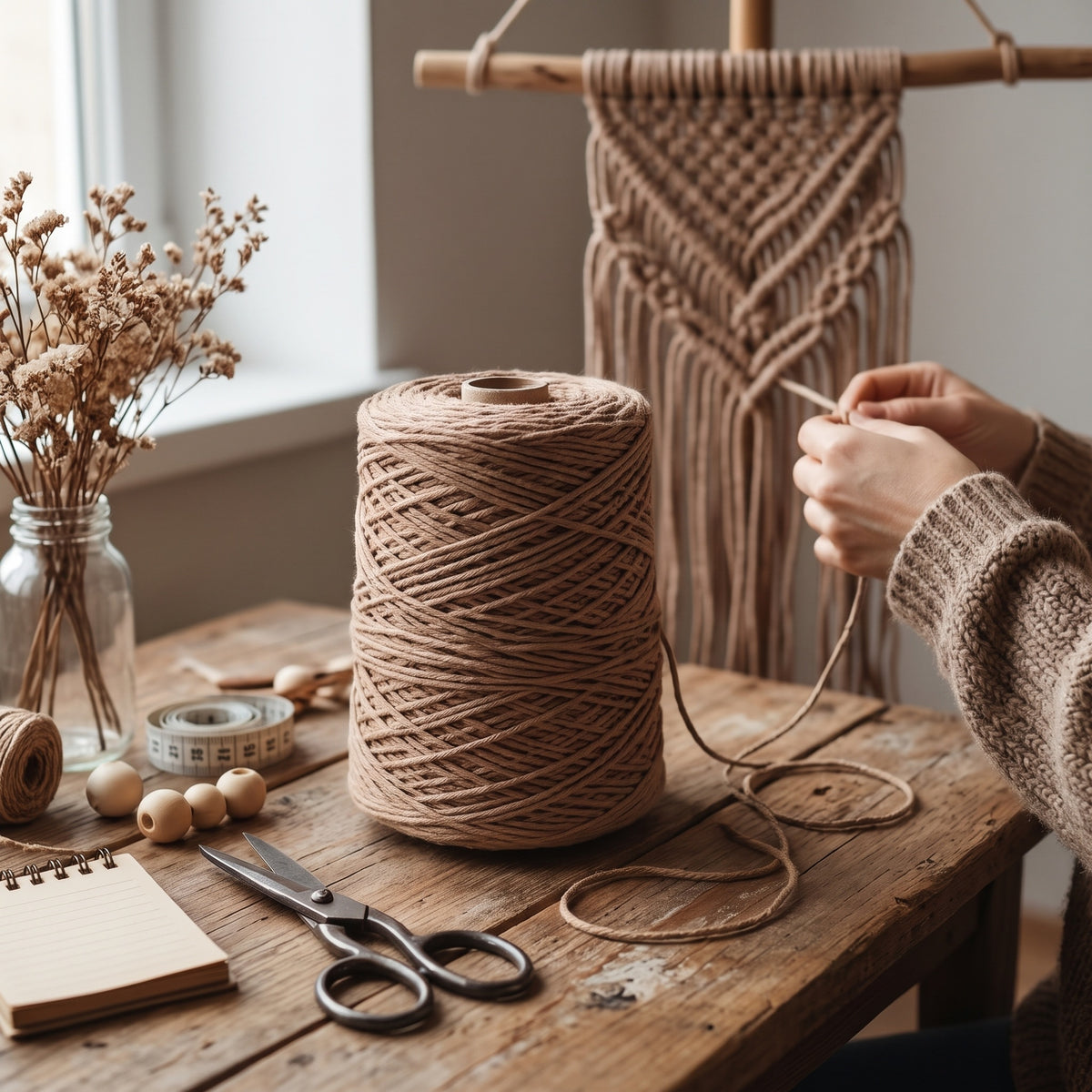 Fio Barbante XL WelcomeYarn 3mm (2.4 kg / ~960m) – Algodão Reciclado para Macramé, Croché e Tricô