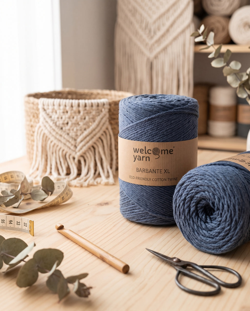 Fio Barbante XL de Algodão Regenerado WelcomeYarn – Azul Ganga (3mm | 500g | 200m) | Fabricado em Portugal