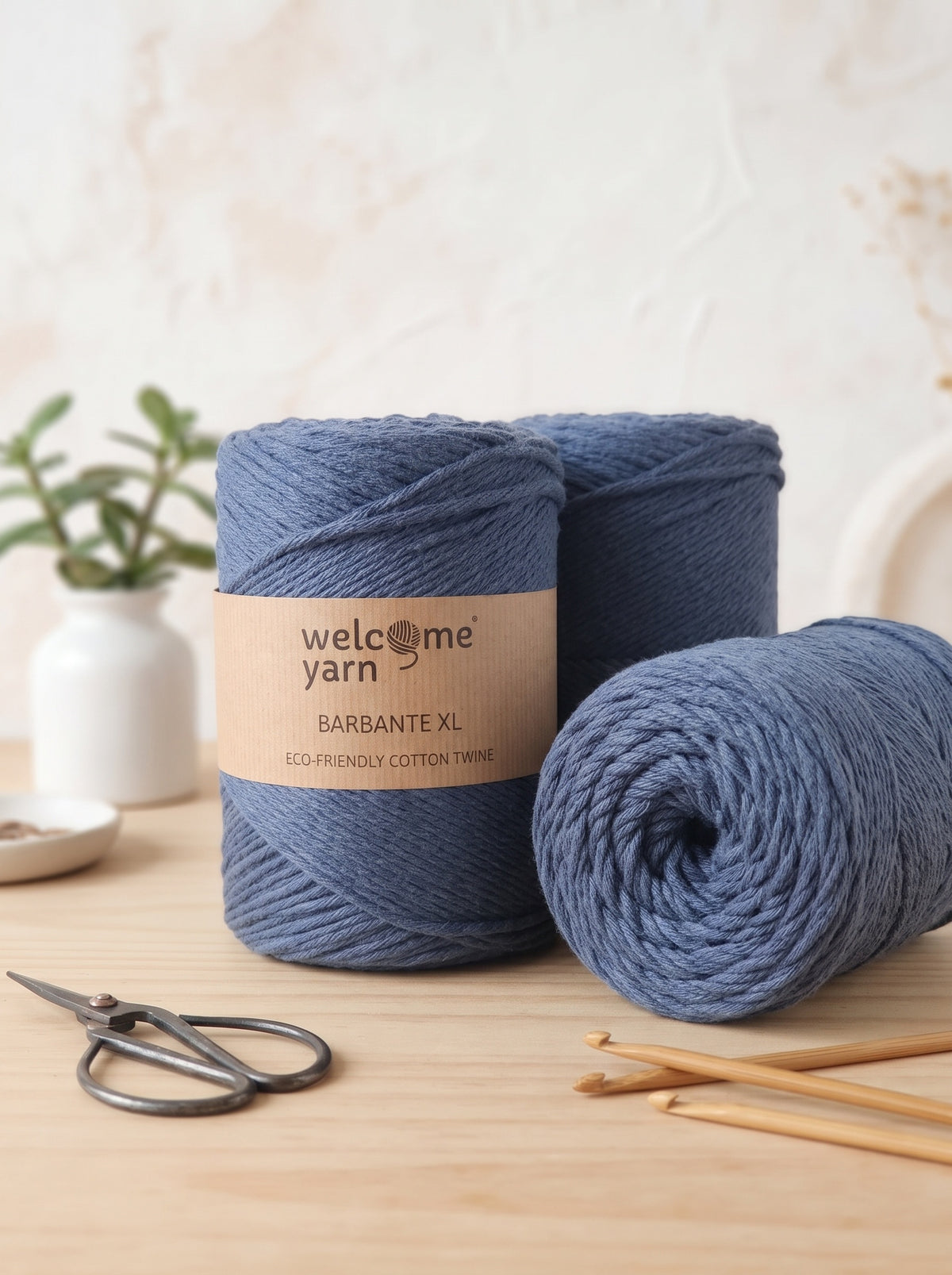 Fio Barbante XL de Algodão Regenerado WelcomeYarn – Azul Ganga (3mm | 500g | 200m) | Fabricado em Portugal