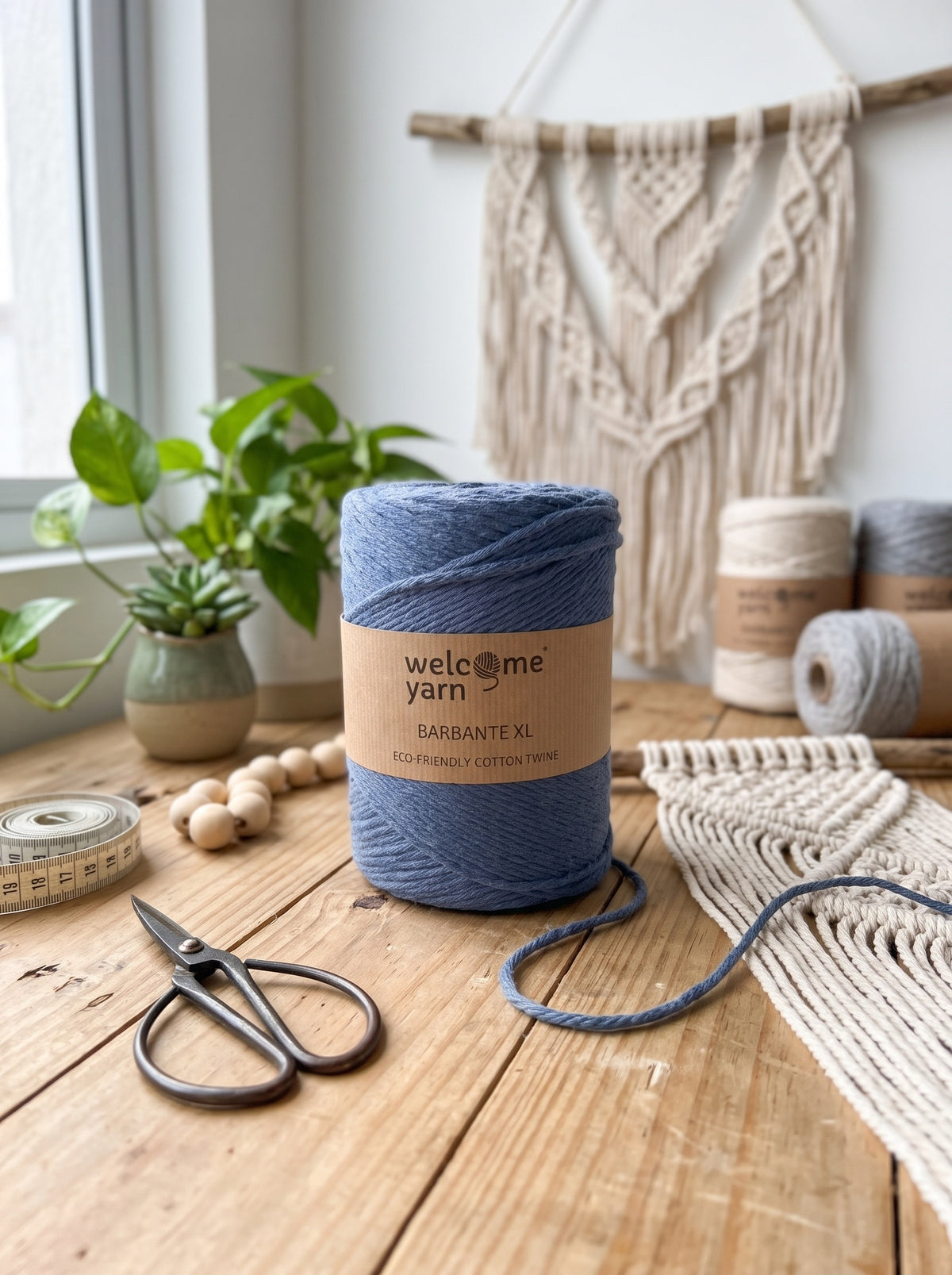 Fio Barbante XL de Algodão Regenerado WelcomeYarn – Azul Ganga (3mm | 500g | 200m) | Fabricado em Portugal