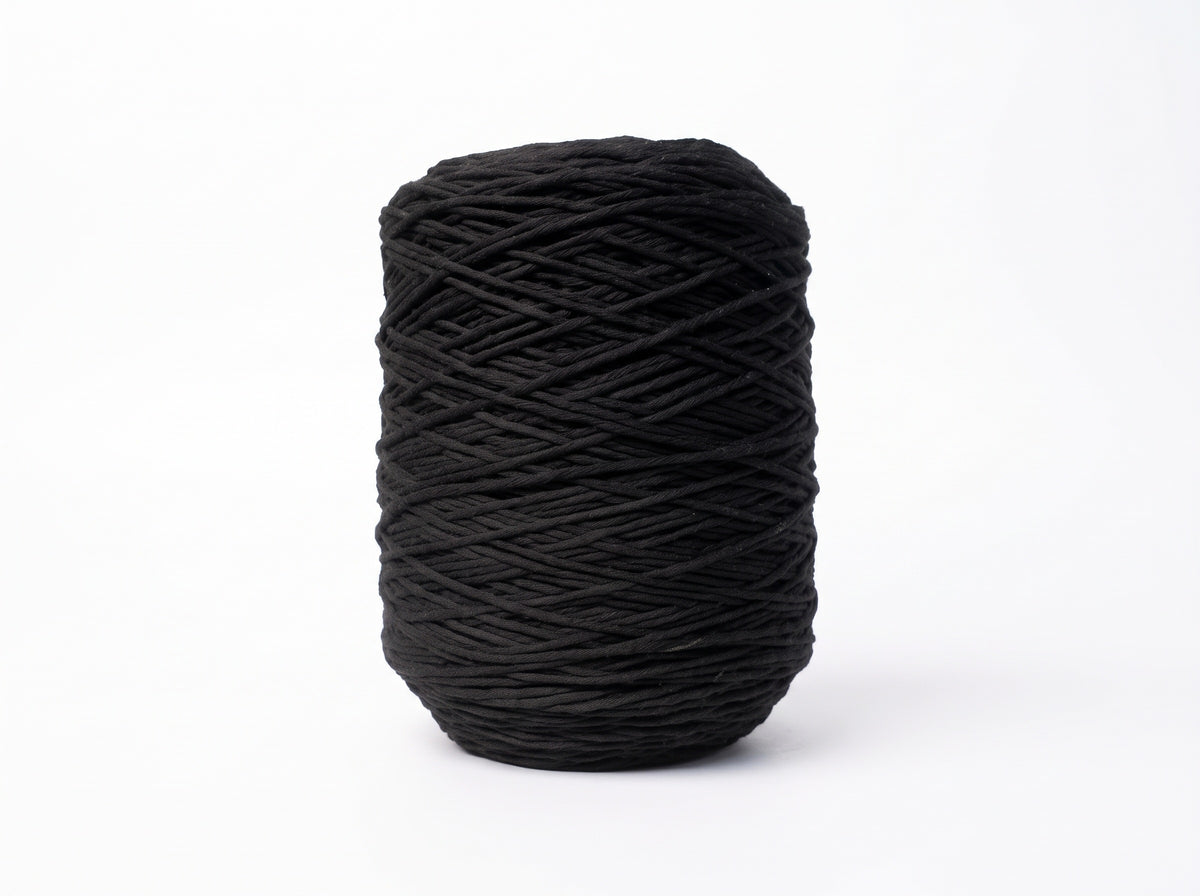Fio Barbante XXL Preto 4mm WelcomeYarn (4.30kg / 860m) – Bobine Industrial de Algodão Reciclado para Macramé