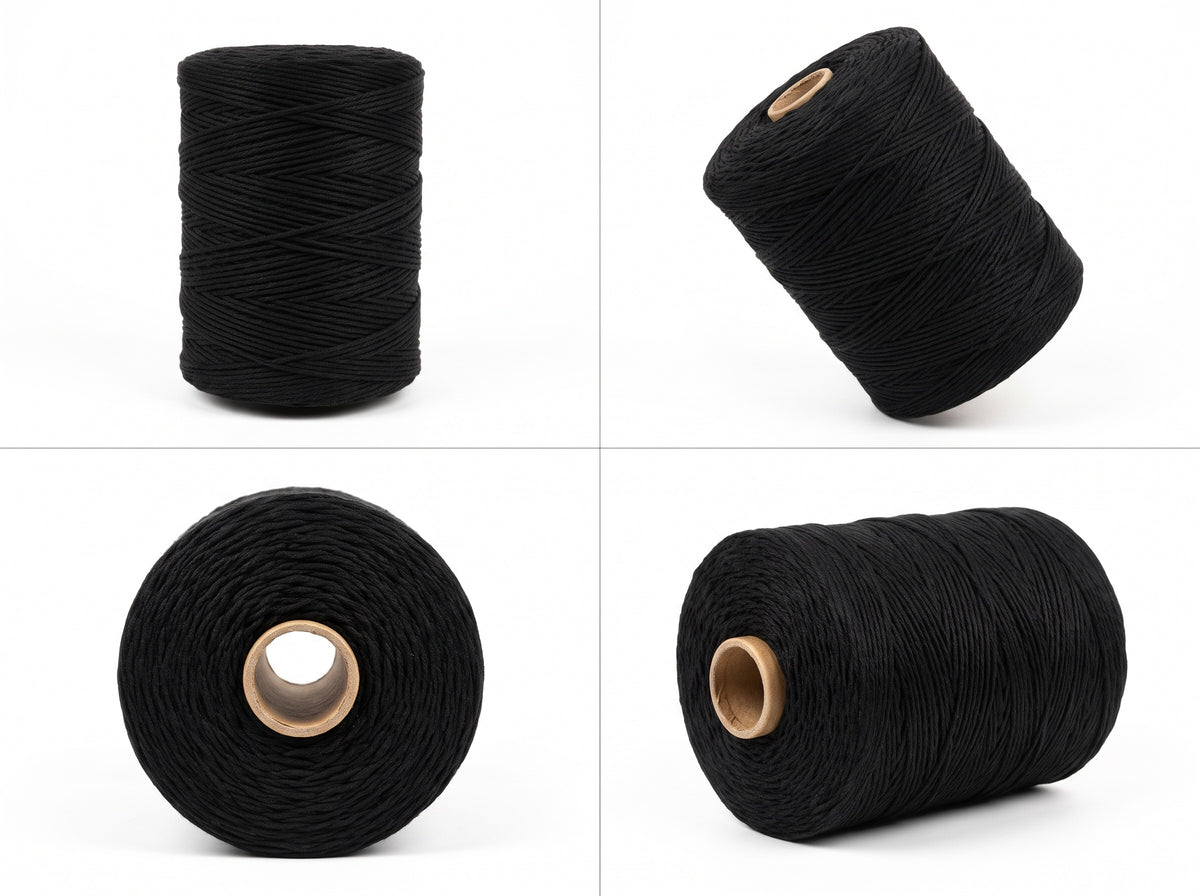 Fio Barbante XXL Preto 4mm WelcomeYarn (4.30kg / 860m) – Bobine Industrial de Algodão Reciclado para Macramé