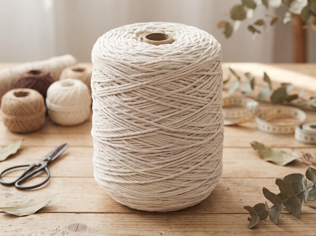 Fio Barbante XXL WelcomeYarn 4mm (4,25 kg / 850m) – Algodão Reciclado para Macramé | Cru Claro / Off-White