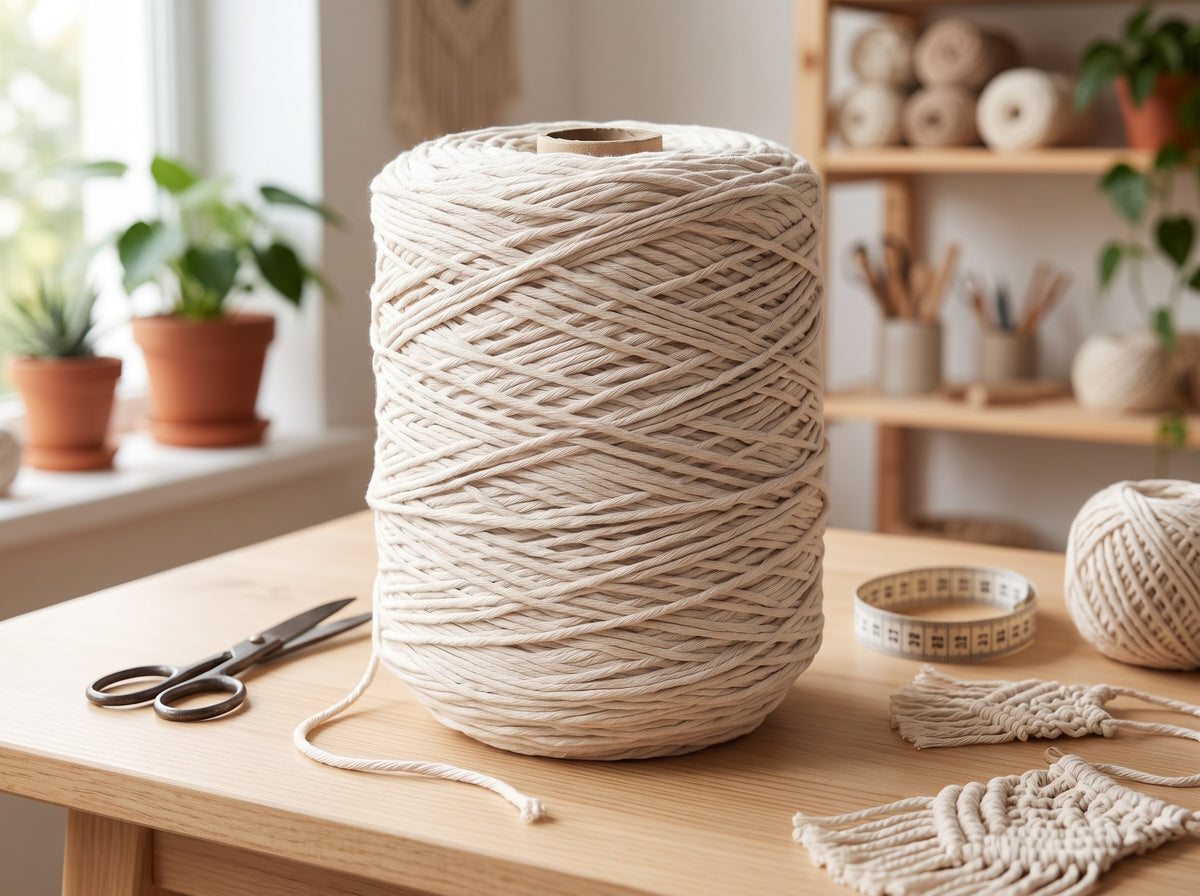 Fio Barbante XXL WelcomeYarn 4mm (4,25 kg / 850m) – Algodão Reciclado para Macramé | Cru Claro / Off-White