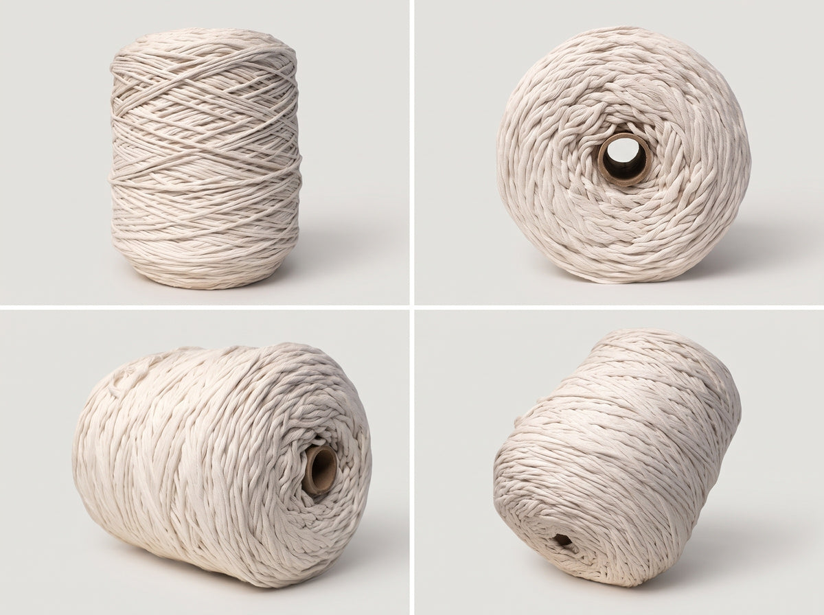 Fio Barbante XXL WelcomeYarn 4mm (4,25 kg / 850m) – Algodão Reciclado para Macramé | Cru Claro / Off-White
