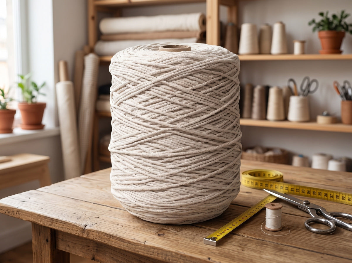 Fio Barbante XXL WelcomeYarn 4mm (4,25 kg / 850m) – Algodão Reciclado para Macramé | Cru Claro / Off-White