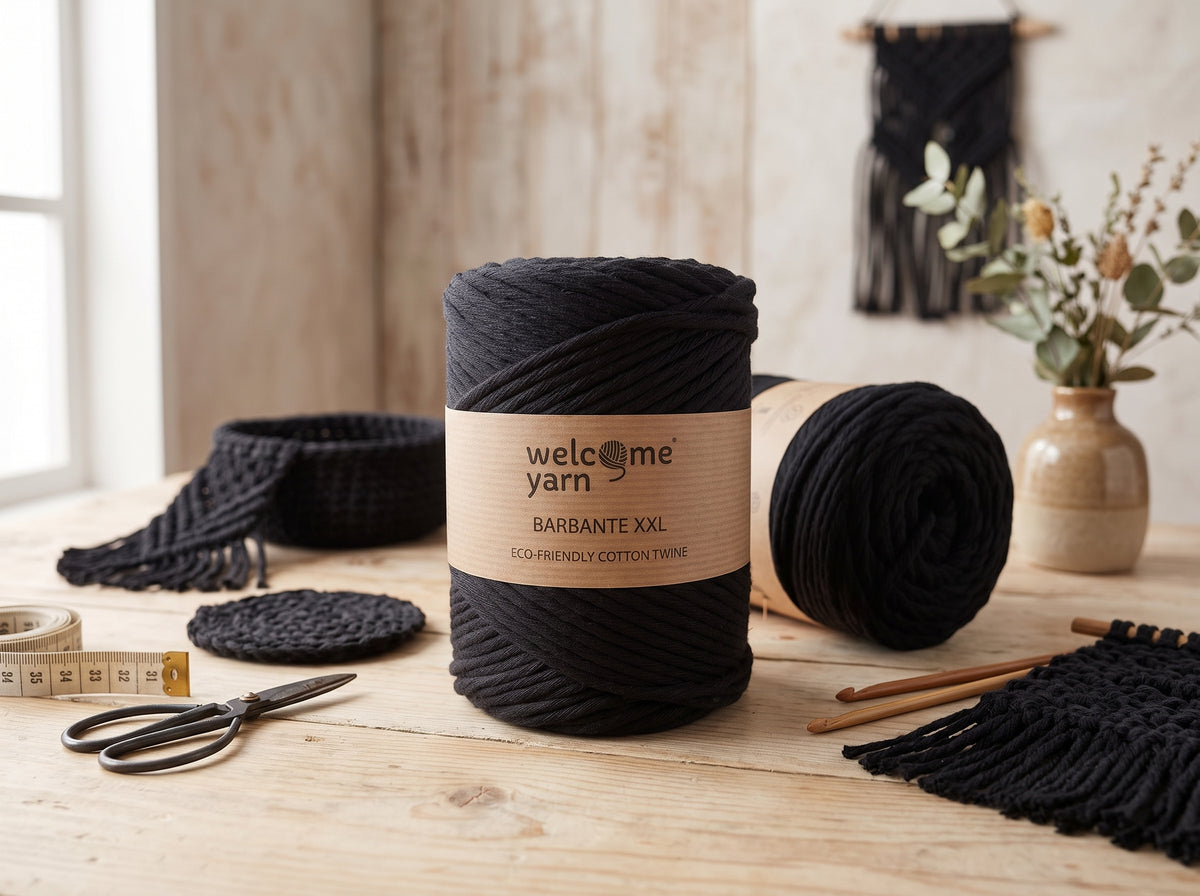 Fio Barbante XXL Welcome Yarn 4mm (500g / 100m) – Algodão Reciclado Preto