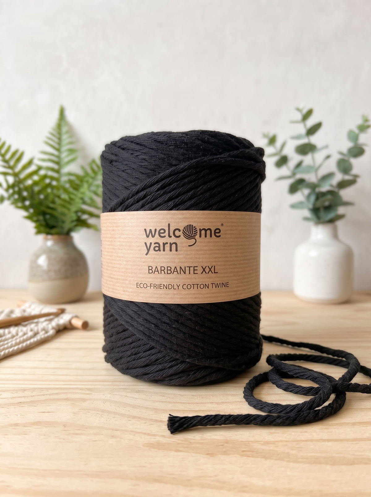 Fio Barbante XXL Welcome Yarn 4mm (500g / 100m) – Algodão Reciclado Preto