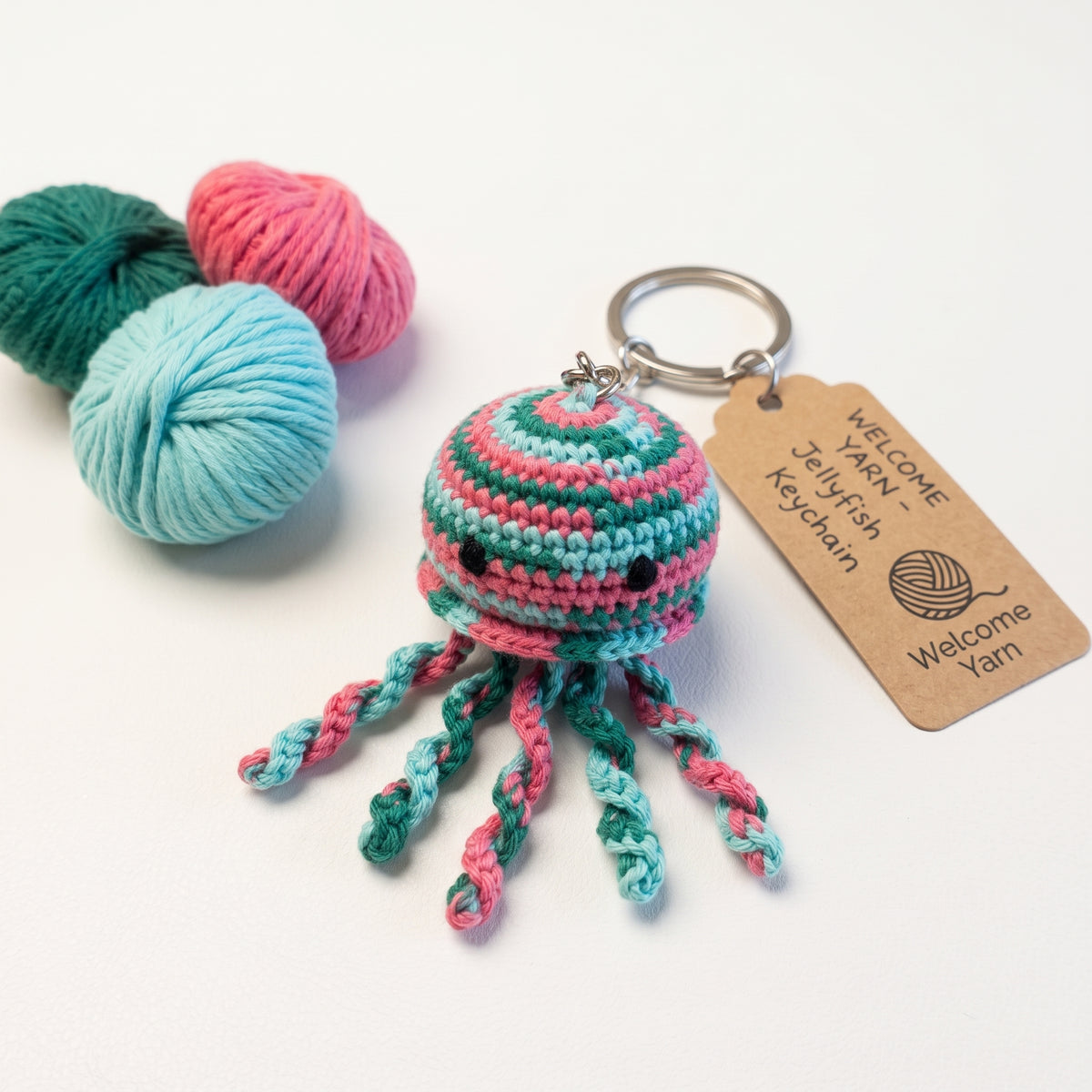 Pack 3 Barbante XL WelcomeYarn – Algodão Reciclado 3mm (Verde, Menta e Rosa Coral)