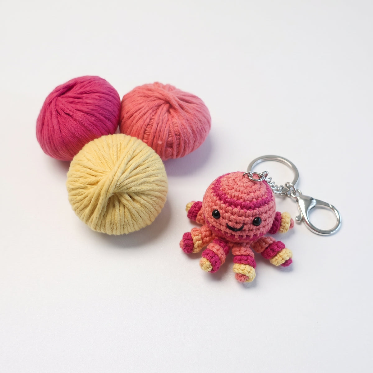 Pack 3 Barbante XL WelcomeYarn – Algodão Reciclado 3mm (Amarelo, Fuchsia e Rosa Coral)