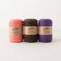 Pack 3 Barbante XXL WelcomeYarn – Algodão Reciclado 4mm (Chocolate, Roxo e Rosa Coral)