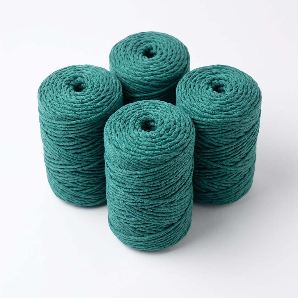 Pack 4x Fio de Algodão Regenerado 4PLY WelcomeYarn – Verde Escuro (1.2kg | 4x 120m)