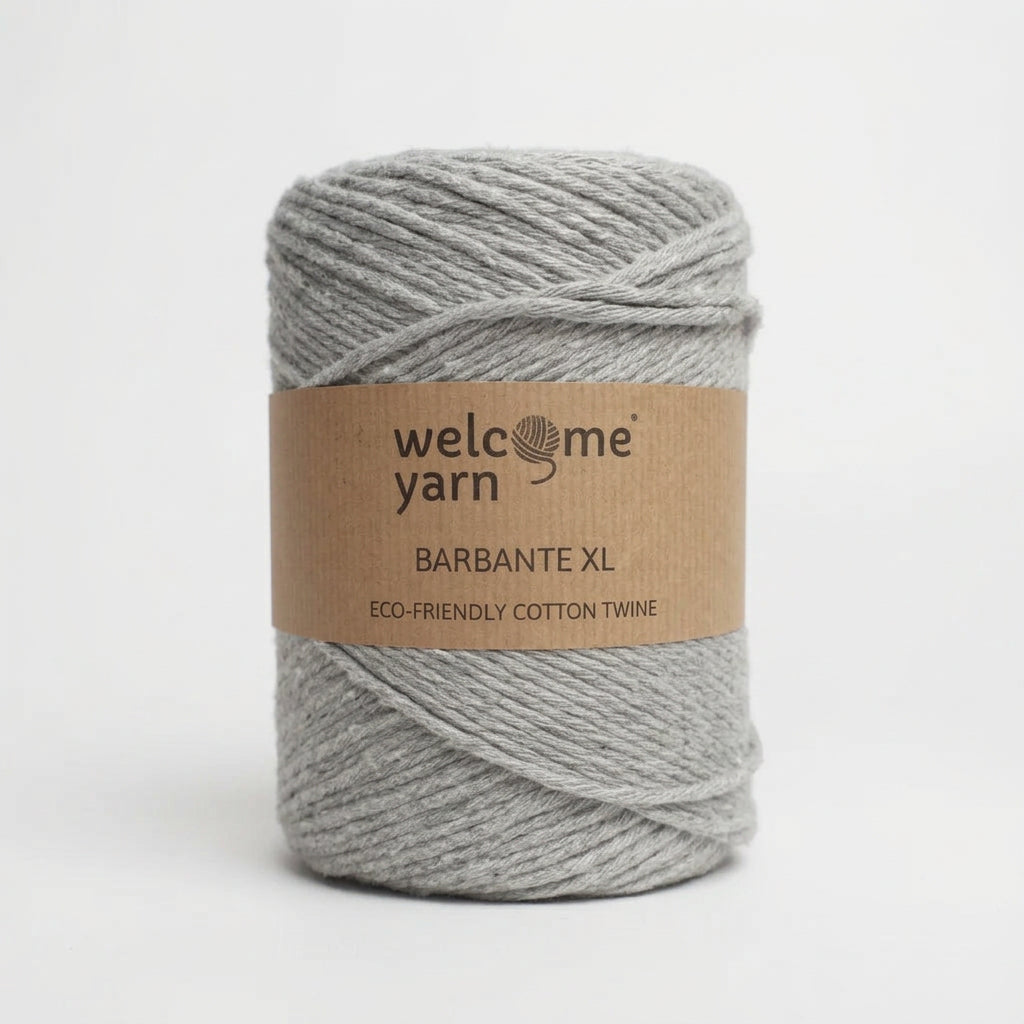 Fio Barbante XL WelcomeYarn Cinza Claro – Algodão Reciclado 500g / 200m para Macramé, Crochê e Tricô