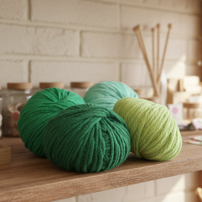 Pack 4 Mini Bolinhas de Fio Barbante - Tons de Verde