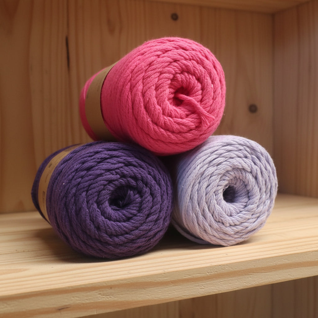 Fio Barbante XL 300g - Pack 3x - Roxo Violeta Rosa Fuchsia