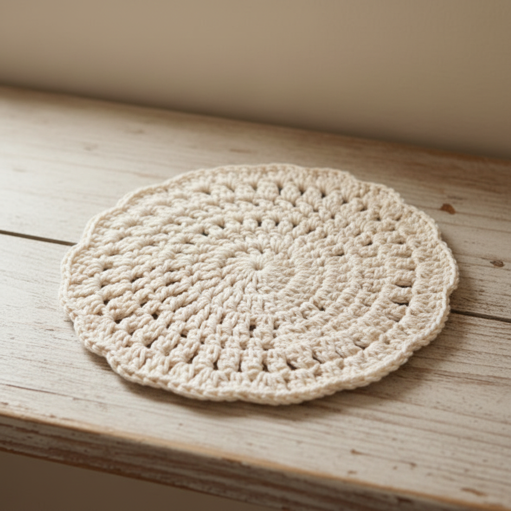 Base para prato feito com Fio de algodão reciclado 1,5mm natural Barbante M
