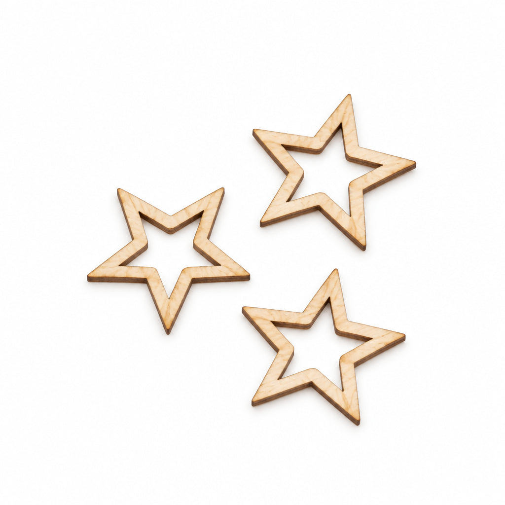 Moldes Estrela em MDF para Macramé – 5 × 5 cm – Pack de 3