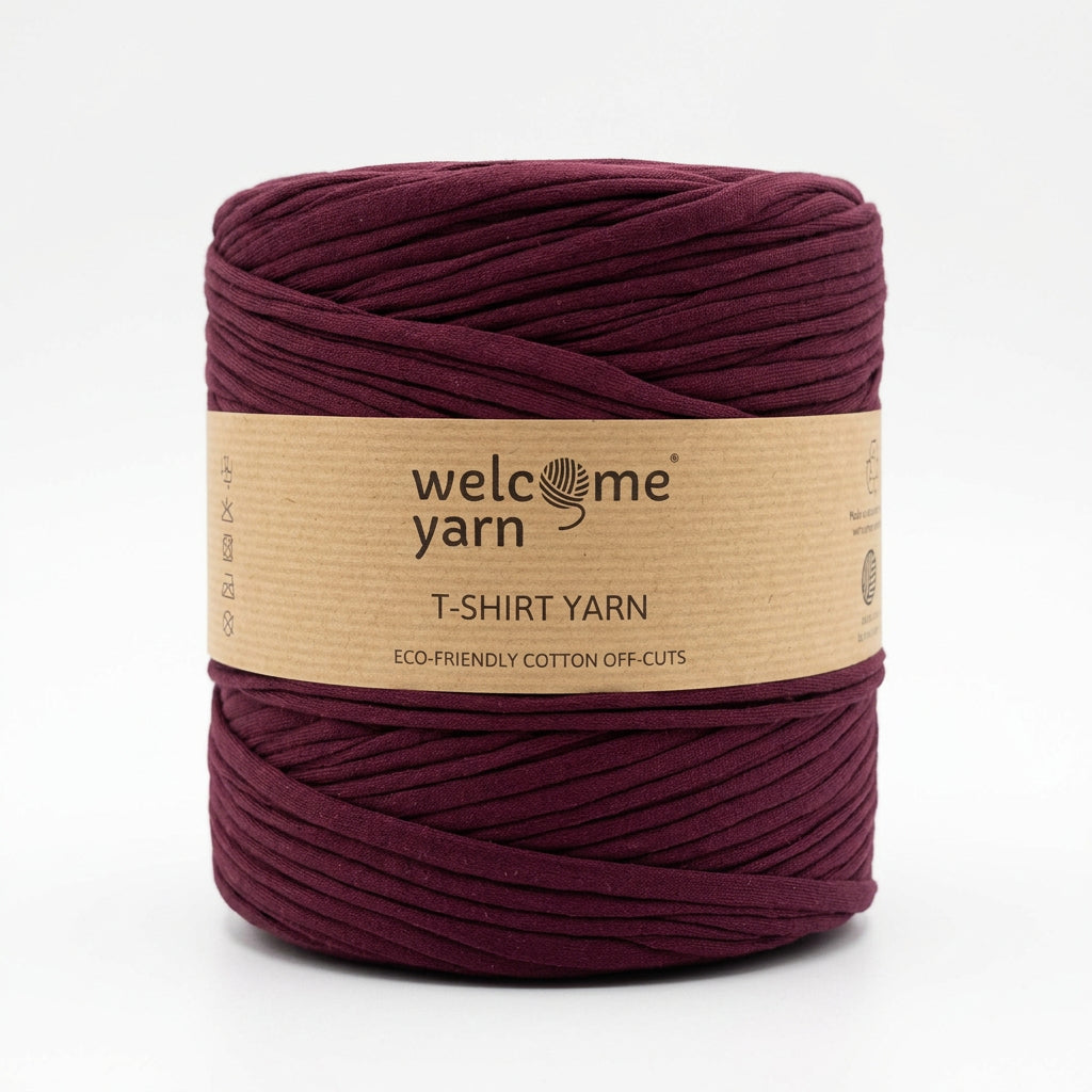 Rolo de Trapilho Residual WelcomeYarn 120m – Cor Beringela (T-Shirt Yarn Reciclado)