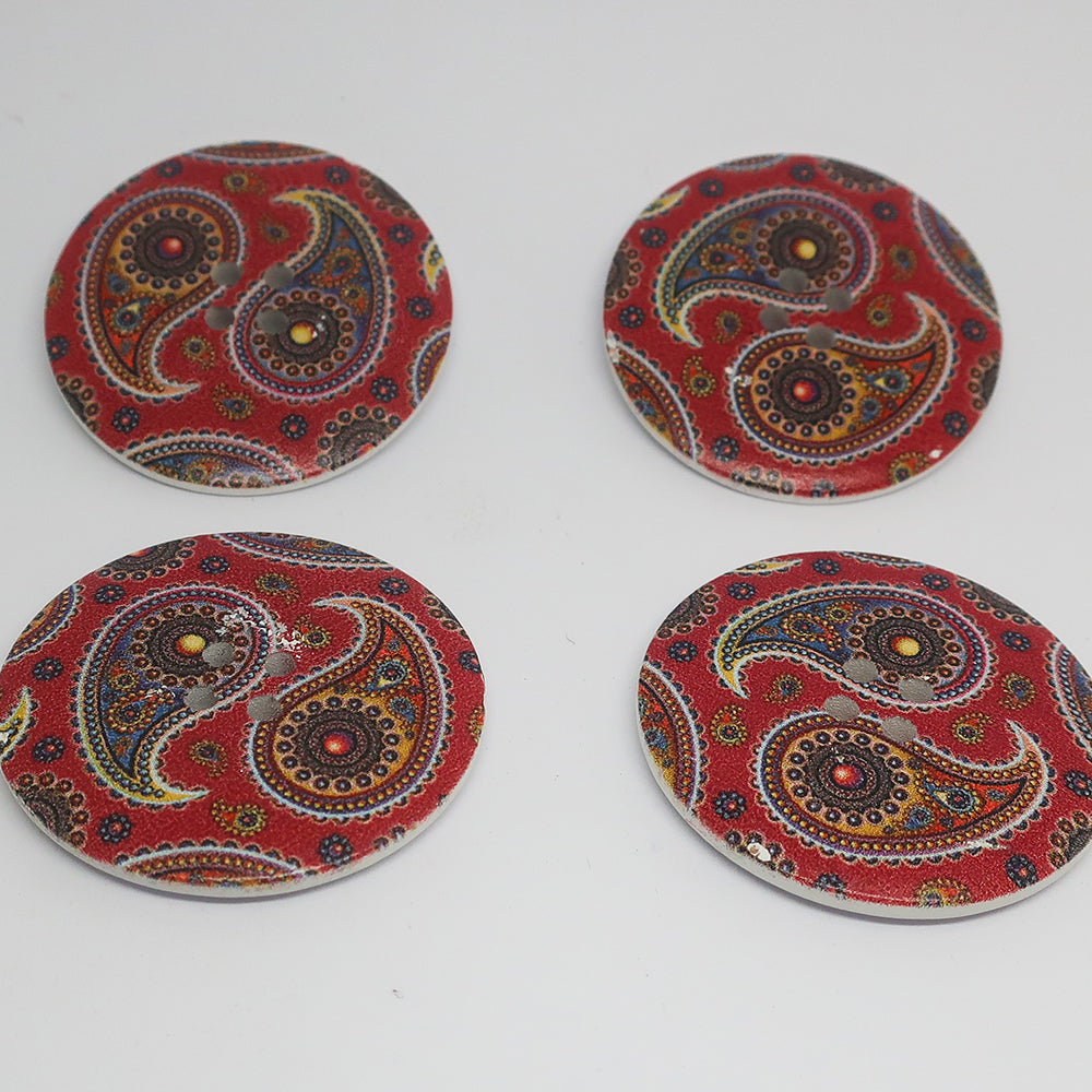 Printed Wood Button 40mm Pack4x