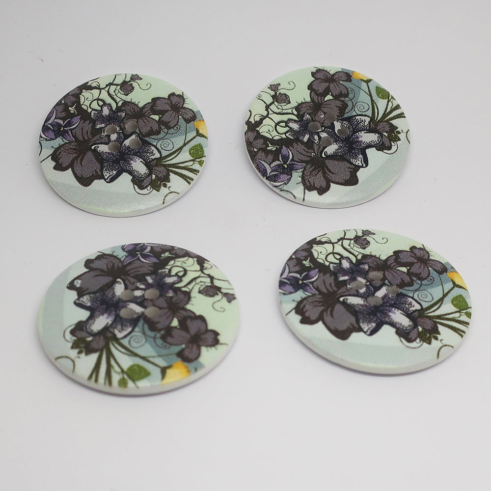Printed Wood Button 40mm Pack4x