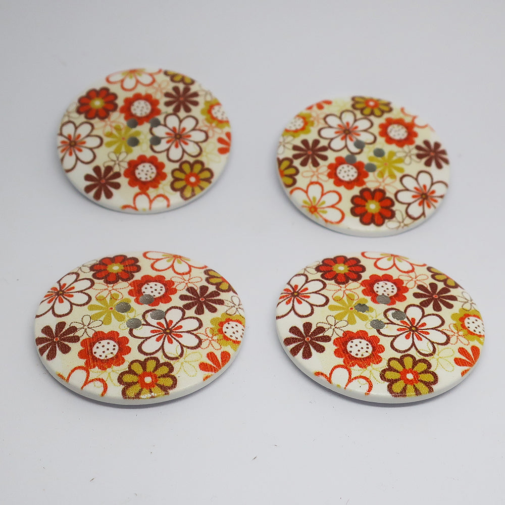 Printed Wood Button 40mm Pack4x