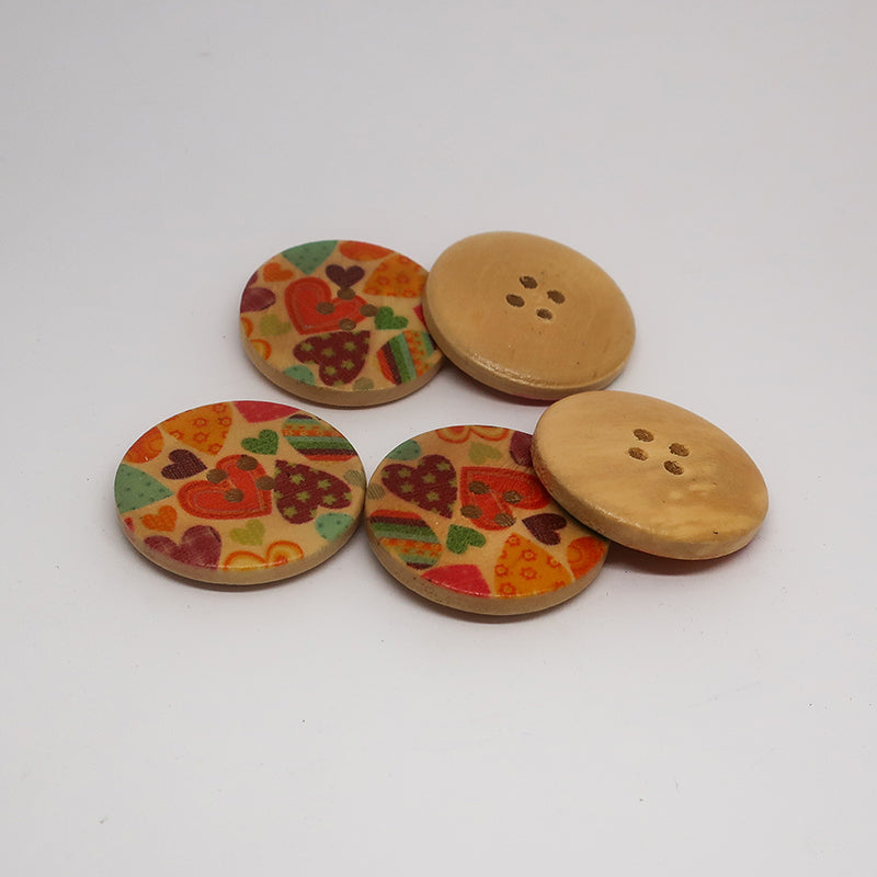 Printed Wood Button 30mm Pack5x