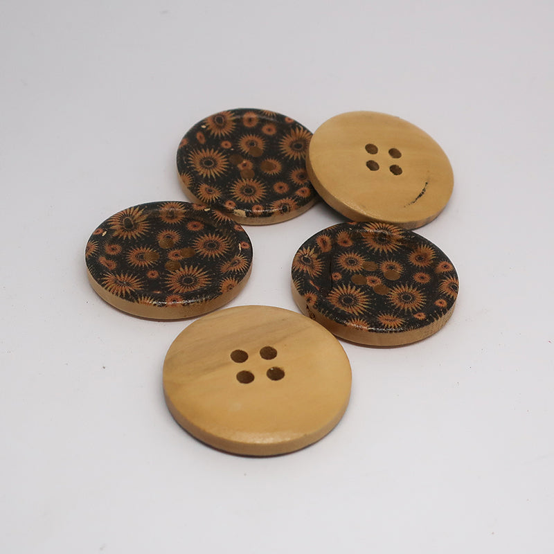 Printed Wood Button 30mm Pack5x